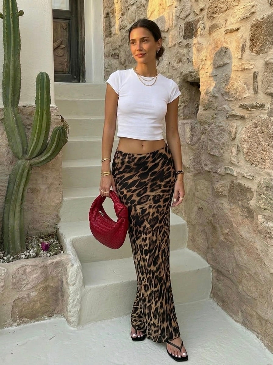 Leopard Print Bodycon Maxi Skirt