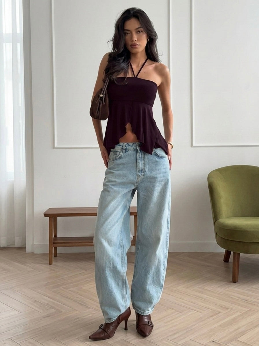 Halter Neck Asymmetrical Hem Cami