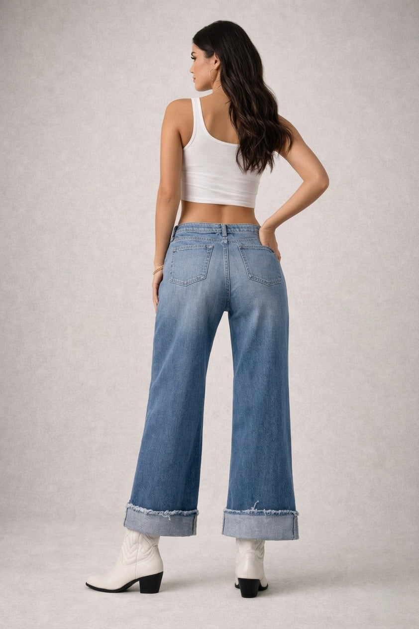 Gary Low Rise Studded Croc Denim