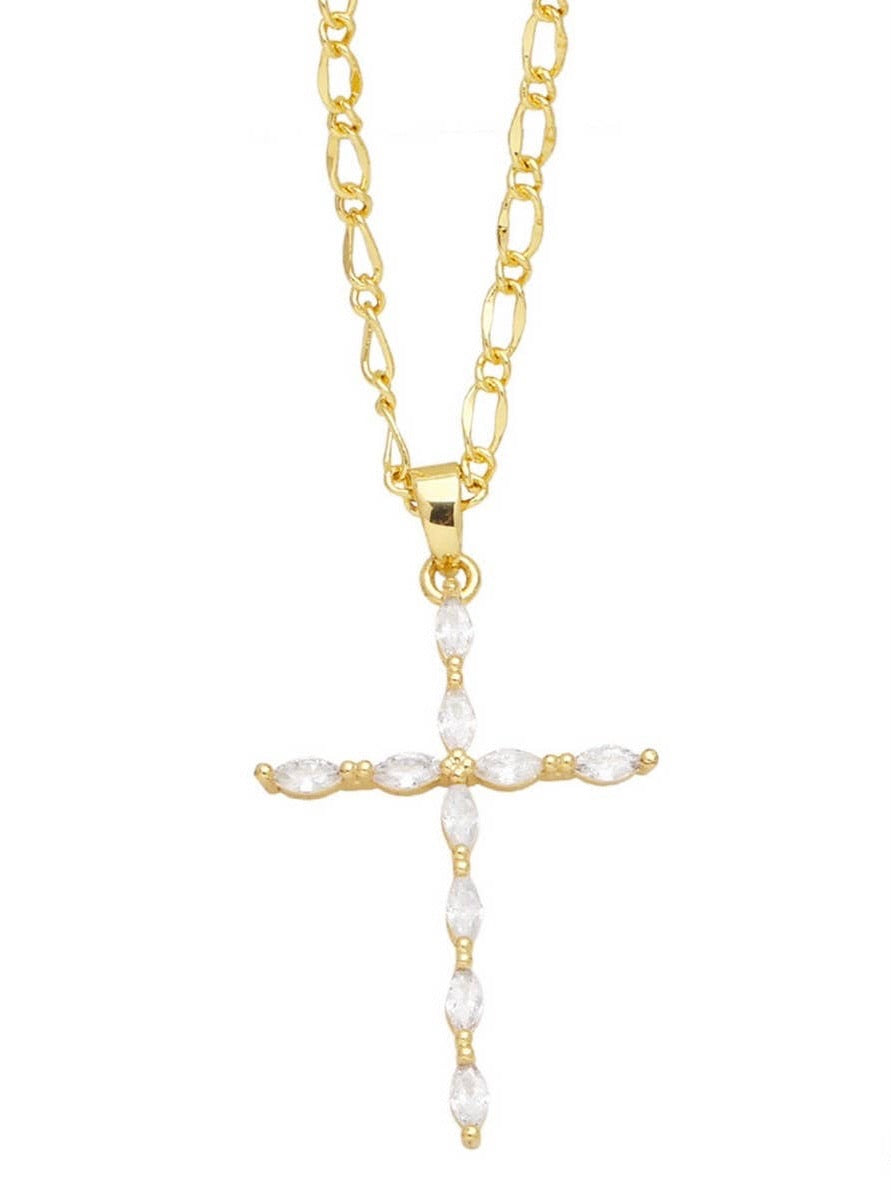 Stone Cross Pendant Necklace