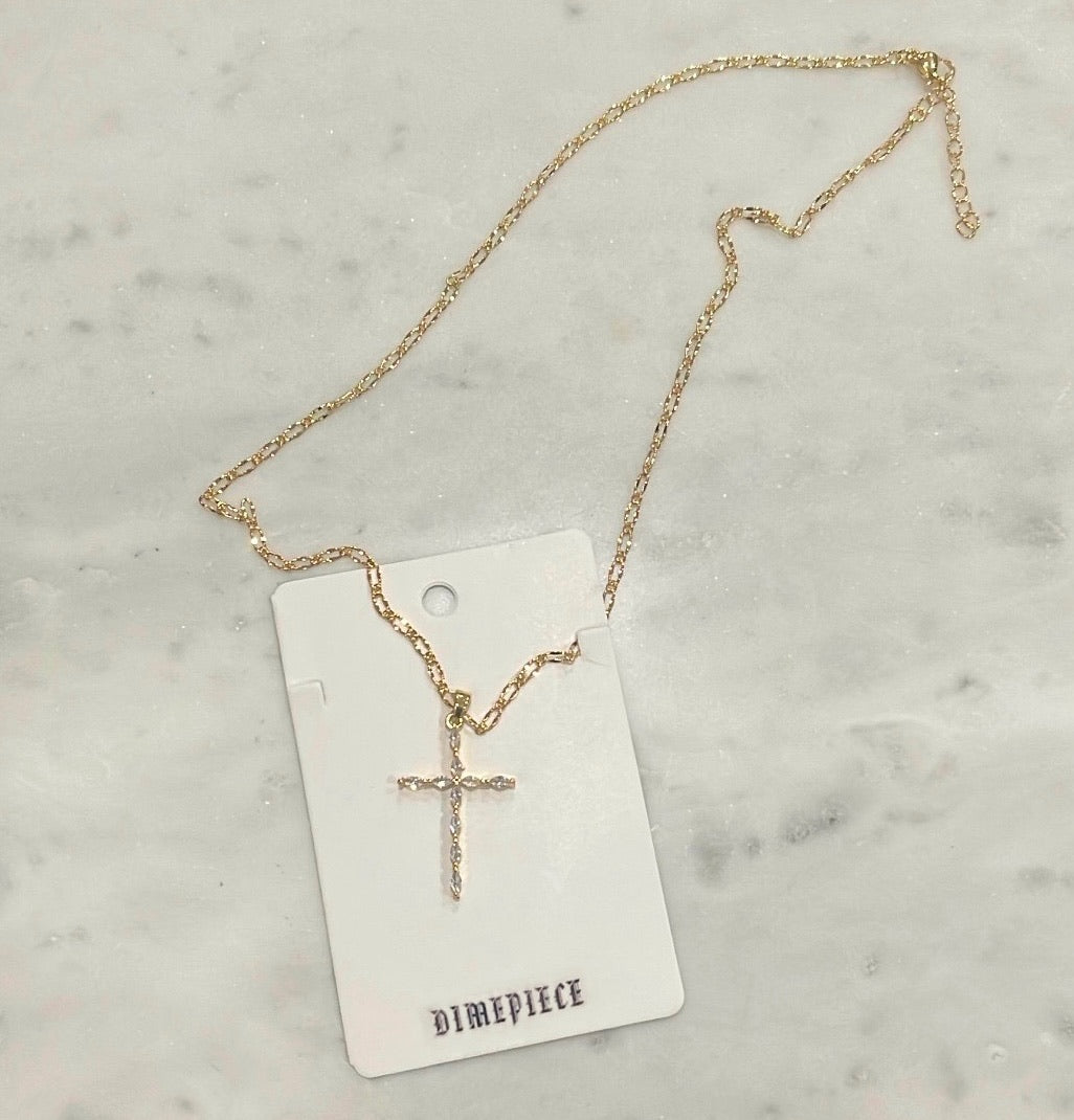 Stone Cross Pendant Necklace