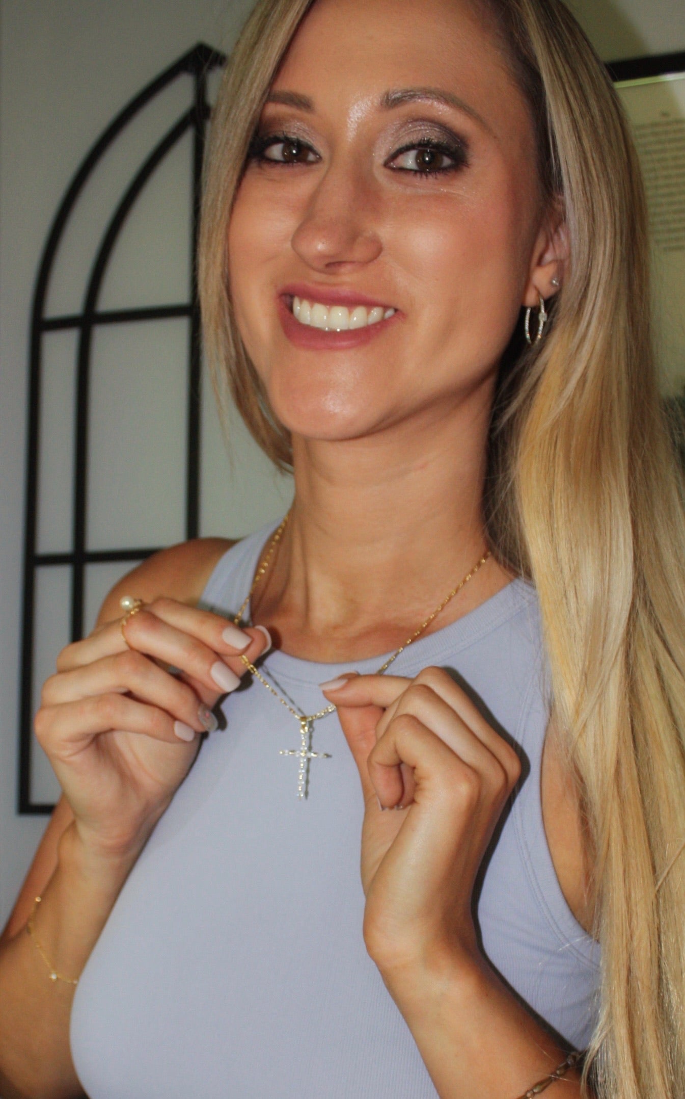 Stone Cross Pendant Necklace