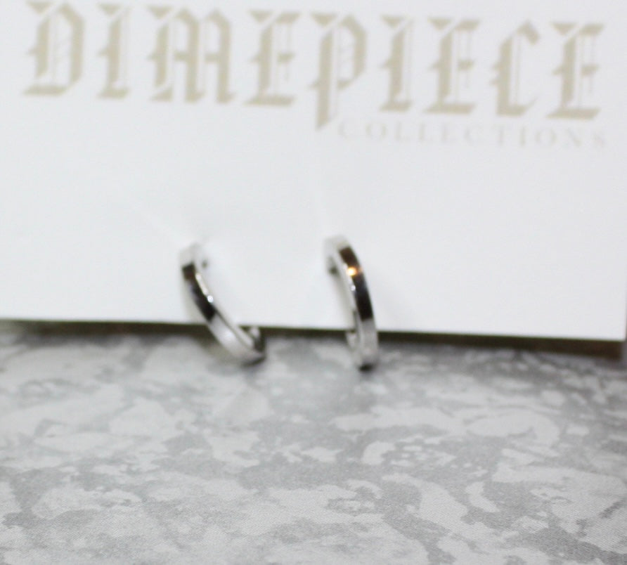 Thick Silver Mini Hoops
